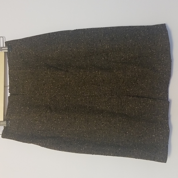 Petite Fringe Tweed Brown Knit Pencil Skirt Size 4P By Ann Taylor - Picture 4 of 5
